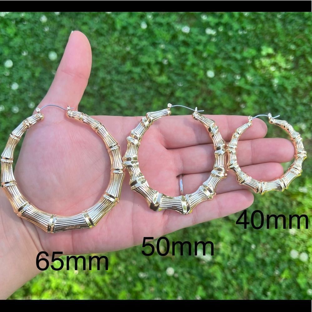 Gold Bamboo Hoop Earrings